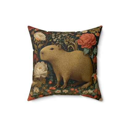 Capybara Vintage Floral Garden Pillow, William Morris Style Animal Cushion Pillow