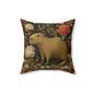 Capybara Vintage Floral Garden Pillow, William Morris Style Animal Cushion Pillow