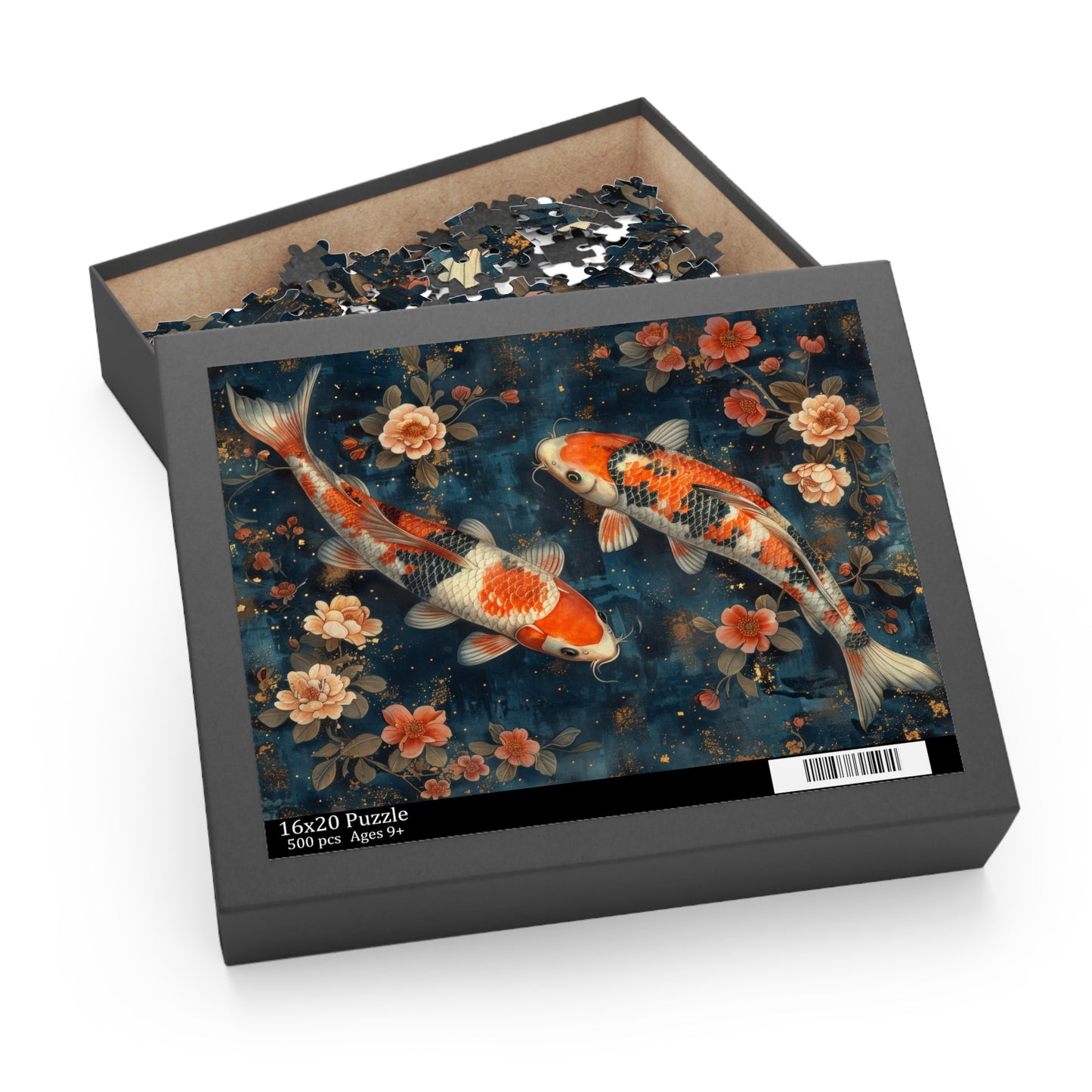 Serenity Koi fish Jigsaw Puzzle (120, 252, 500-Piece) Family Jigsaw Puzzle, Puzzle Box Gift