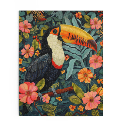 William Morris Inspired Tropical Toucan Puzzle Box (120, 252, 500-Piece) Family Jigsaw Puzzle, Puzzle Box Gift