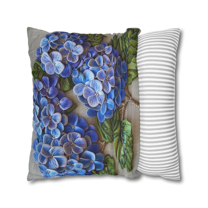 Hydrangea Purple Blue Decorative Pillow, Botanical Home Decor Pillow