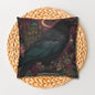 Mystical Raven Gothic Pillowcase with Floral Castle Art – Spooky Halloween Decor, Dark Academia Throw Pillow
