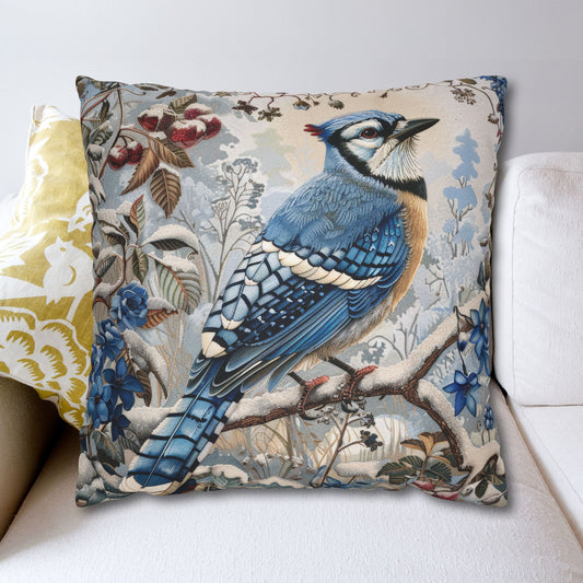 The Blue Jay Hellebores Garden Decorative Pillowcase, William Morris Inspired Vintage Home Decor
