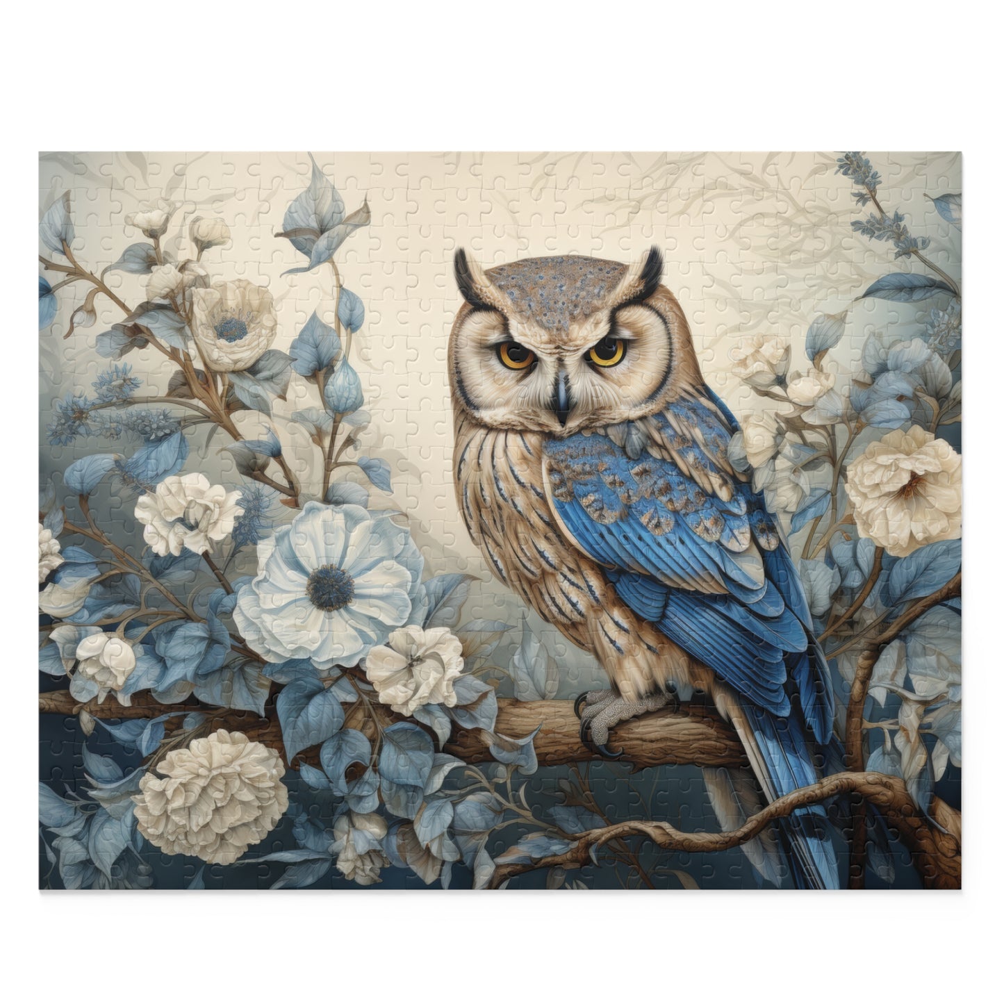 William Morris Inspired Owl and Flowers (120, 252, 500-Piece) Adult Jigsaw Puzzle, Gift Him Her