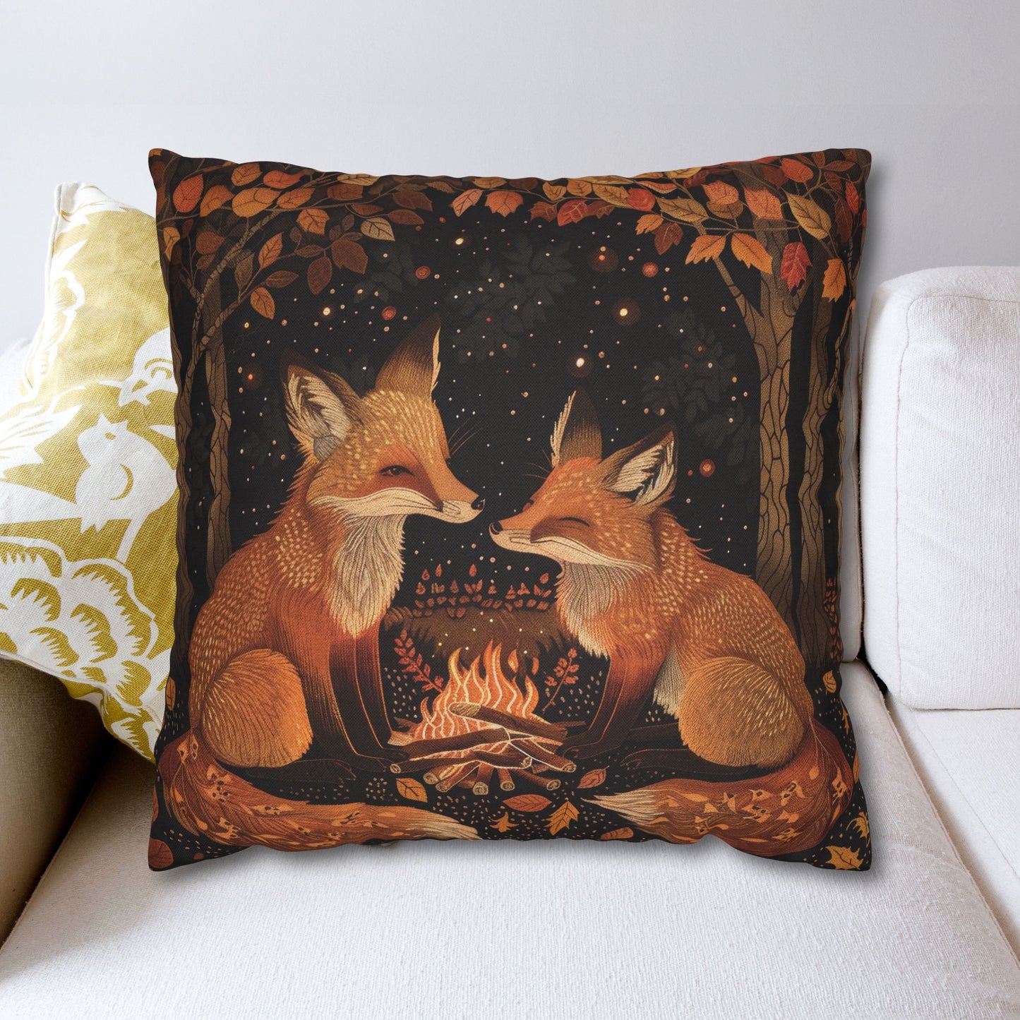 Woodland Foxes With Cozy Bonfire Pillowcase