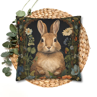Rustic Bunny Floral Throw Pillowcase, Cute Rabbit Decorative Pillow Cover