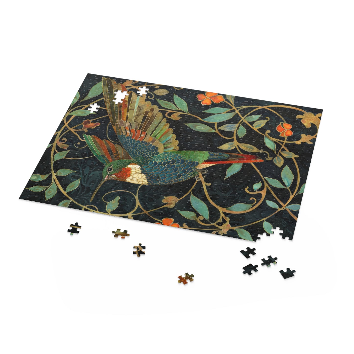 Art Deco Botanical Hummingbird Jigsaw Puzzle  (120, 252, 500-Piece) Gift-Ready Box