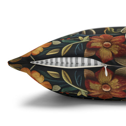 Art Deco Yellow-crested Cockatoo Fall Flowers Square Pillowcase