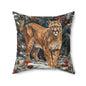 Winter Mountain Lion William Morris Inspired Decorative Pillow