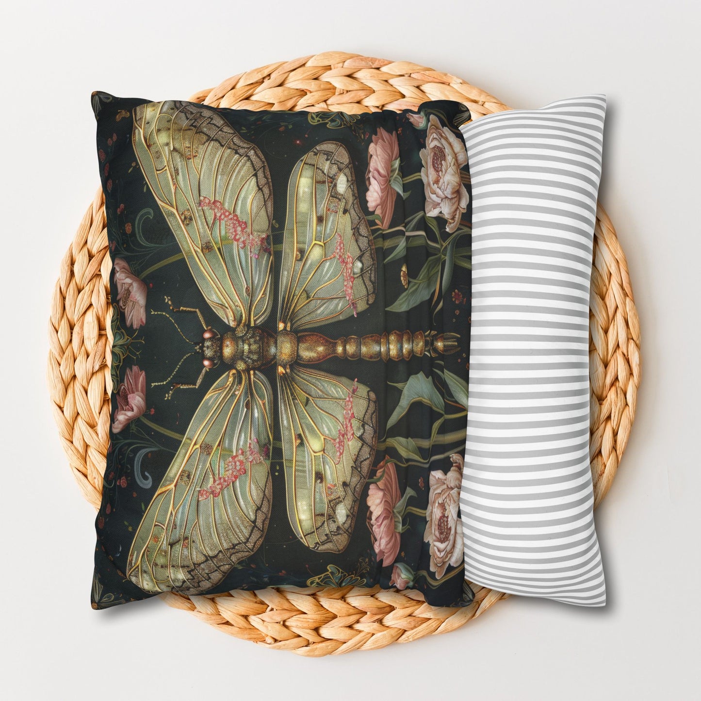 William Morris Inspired Victorian Botanical Dragonfly Pillowcase