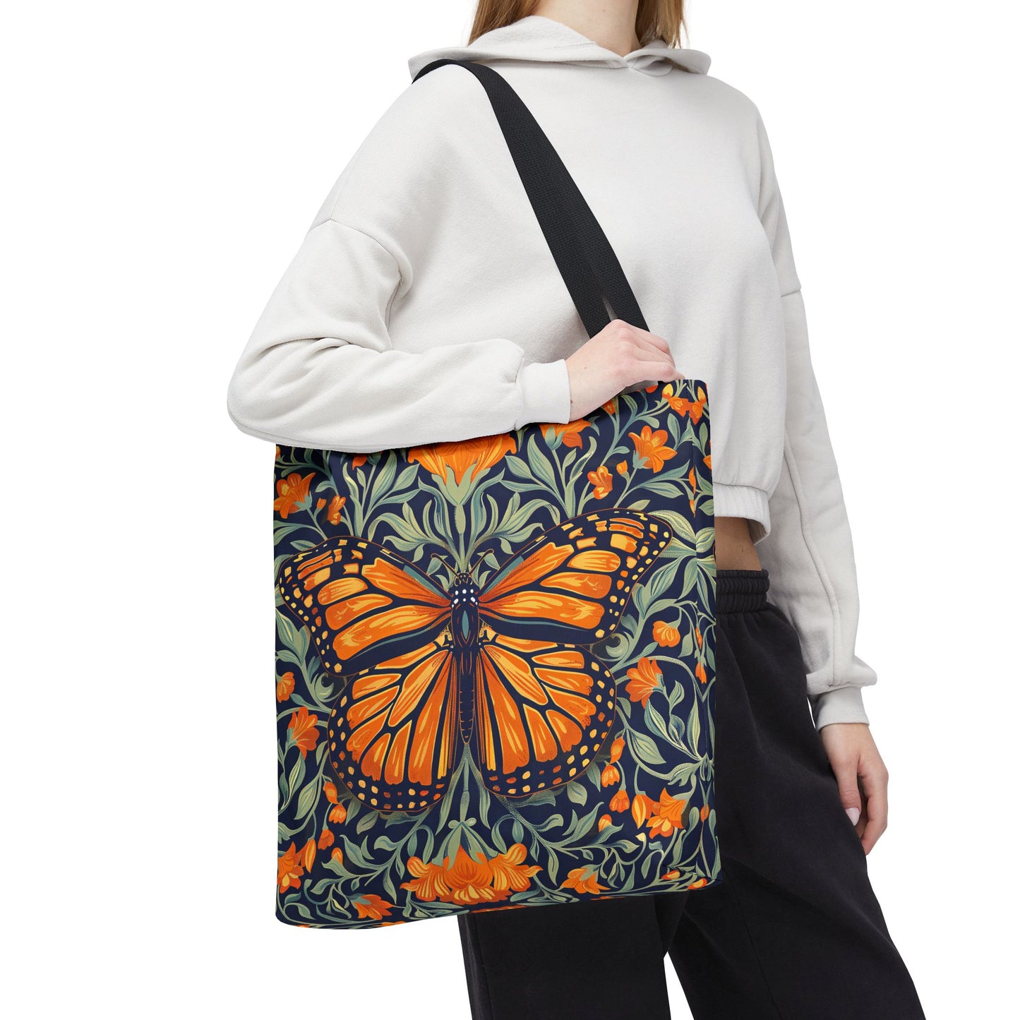 William Morris Inspired Monarch Butterfly Spring Tote Bag, Eco-Friendly Carryall