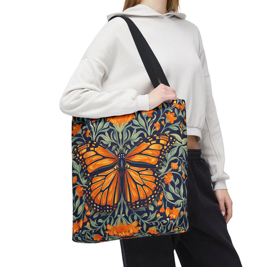 William Morris Inspired Monarch Butterfly Spring Tote Bag, Eco-Friendly Carryall