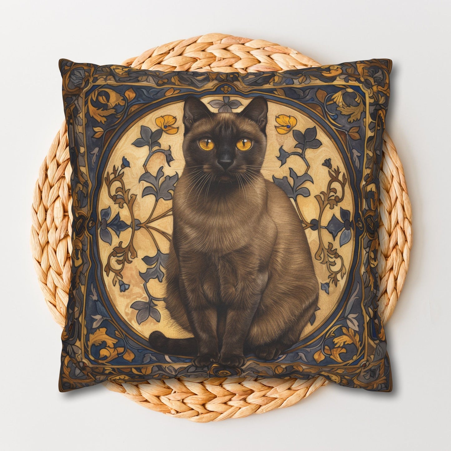 Art Deco Burmese Cat Decorative Pillowcase
