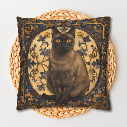 Art Deco Burmese Cat Decorative Pillowcase