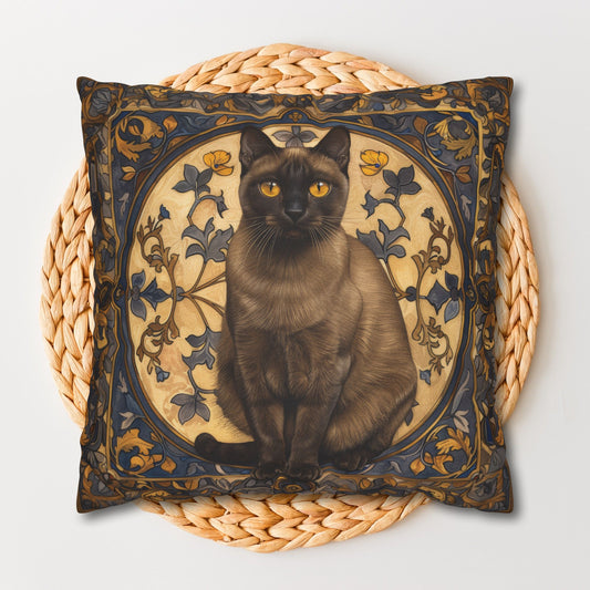 Art Deco Burmese Cat Decorative Pillowcase