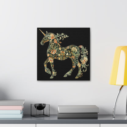 Floral Unicorn Canvas Art Print, Canvas Gallery Wraps, Nature Decor, Home Wall Decor, Boho Style, Animal Artwork
