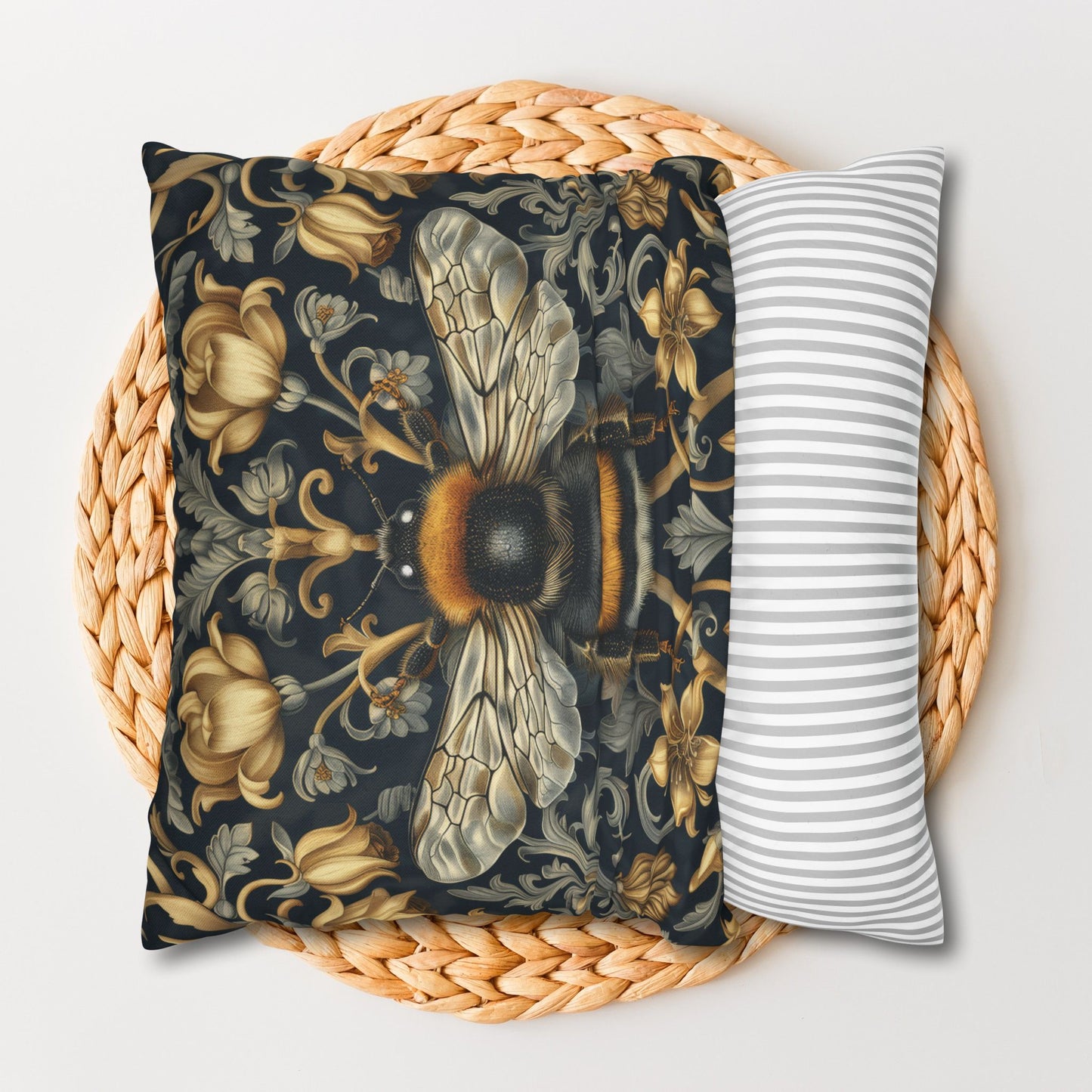 Pillowcase Victorian Art Inspired Bumblebee Baroque Gold Flora