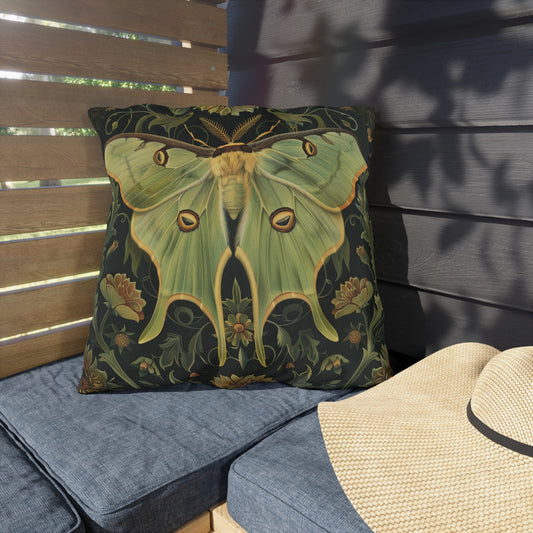 Luna Moth Outdoor Pillow, Vintage Moth Throw Pillow, Botanical Insect Cushion, Cottagecore Nature Decor, Woodland Accent Pillow, Entomology Gift, Garden Decor