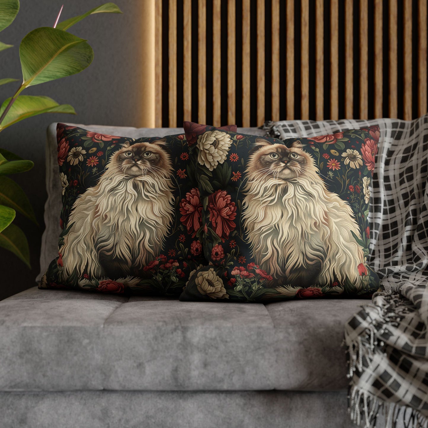 William Morris Inspired Botanicals Ragdoll Cat Pillowcase