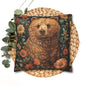 Floral Brown Bear Decorative Pillowcase, Woodland Rustic Throw Pillow Cover
