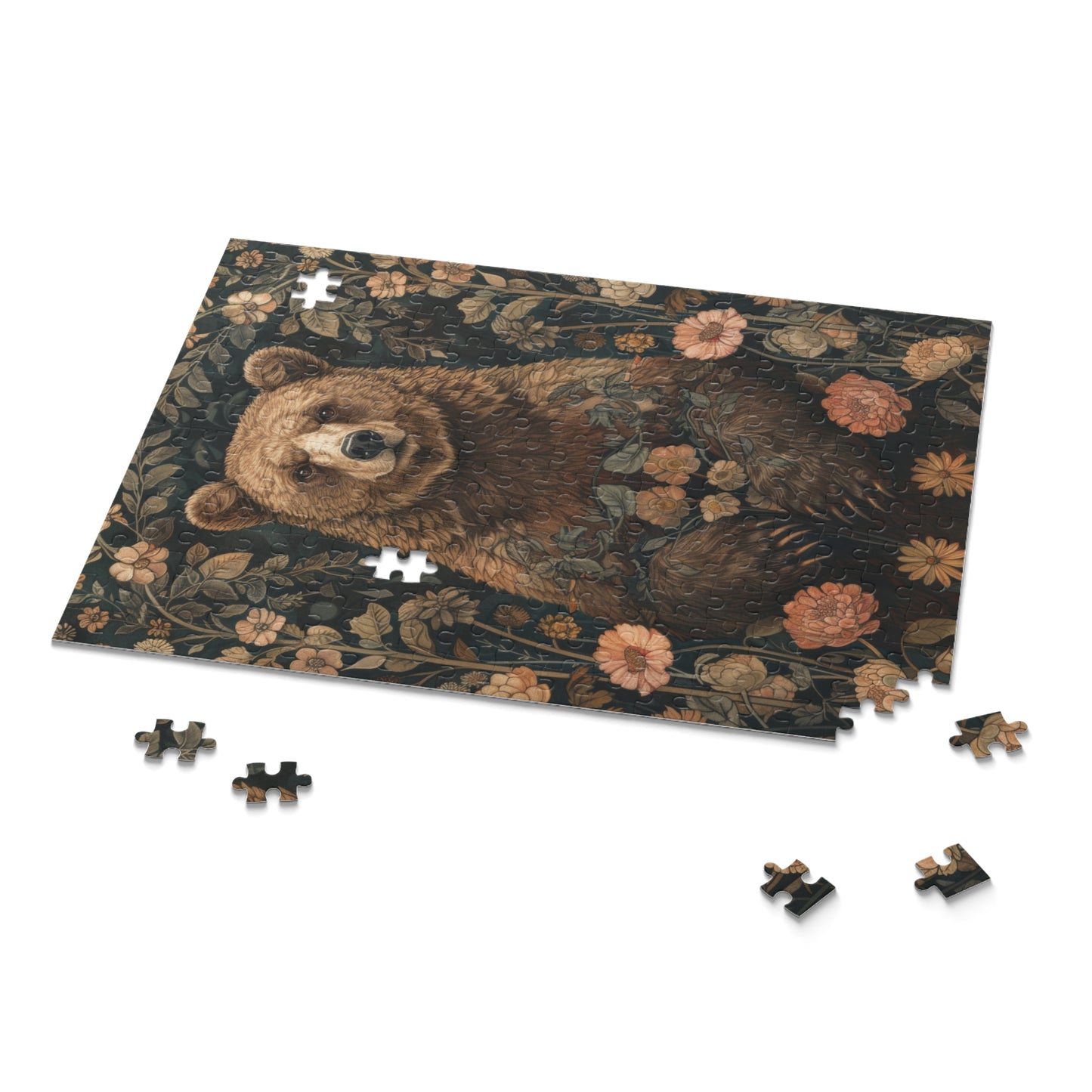 William Morris Inspired Forestcore Mama Bear Jigsaw Puzzle (120, 252, 500-Piece)  Gift-Ready Box, Adult Jigsaw Puzzle, Gift Him Her