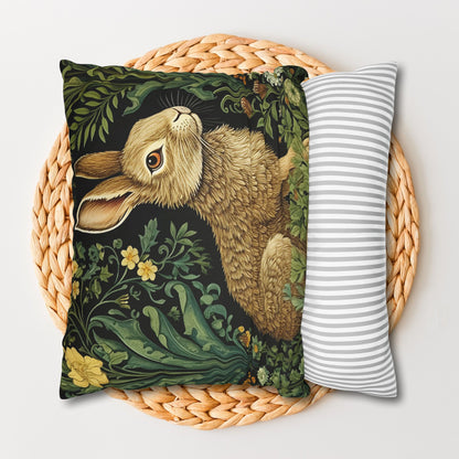 Pillowcase William Morris Inspired Botanical Rabbit Retro Farmhouse Home Decor, Easter Gift