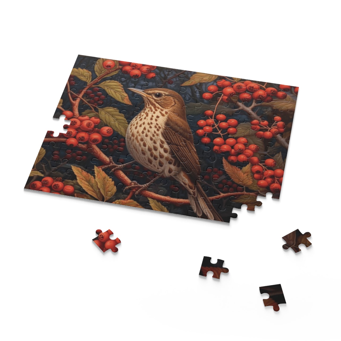 Song Thrush Bird William Morris Inspired (120, 252, 500-Piece) Adult Jigsaw Puzzle, Gift Him Her
