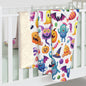 Halloween Cute Monster Ghost Witch And Candy Pattern Sherpa Fleece Blanket, Halloween Fall Gift