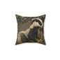 Vintage Badger Botanical Pillow, William Morris Inspired Woodland Animal Cushion