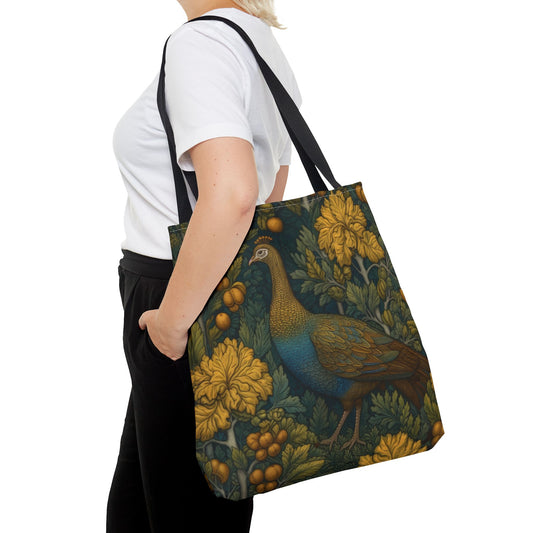 William Morris Inspired Wild Turkey Tote Bag, Botanical Turkey Cottage-core Tote Bag, Eco-Friendly Carryall