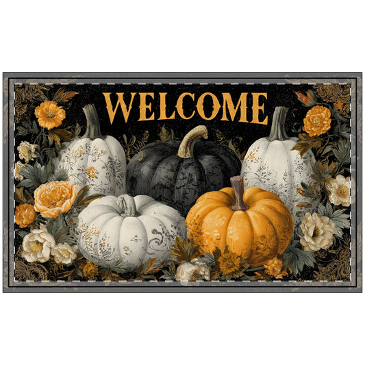 Autumn Welcome Doormat | Pumpkin Decor, Seasonal Home Decor, Fall Welcome Mat, Thanksgiving Gift, Outdoor Entryway Rug