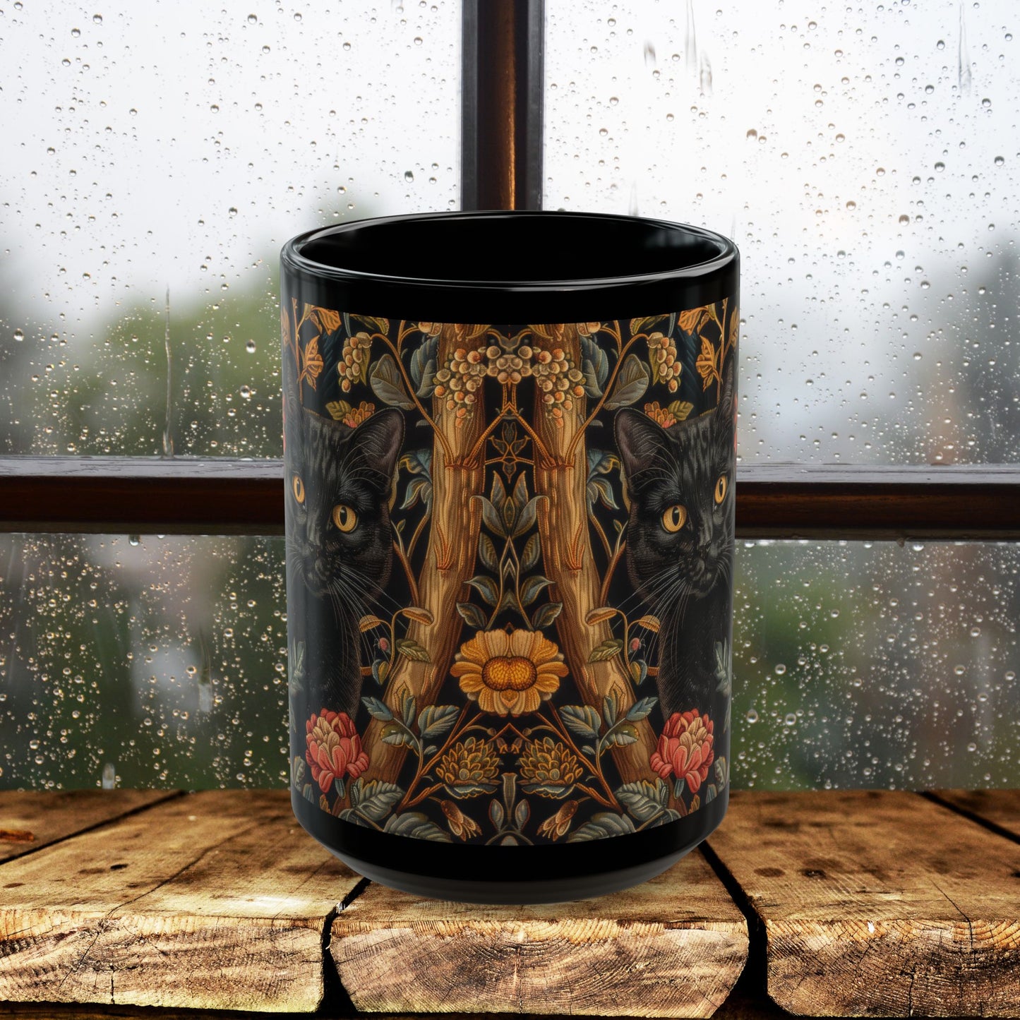 Gothic Black Cat Mug - Cozy Coffee Cup for Cat Lovers, Stylish Drinkware for Home, Unique Gift for Halloween, Floral Cat Design, [...]