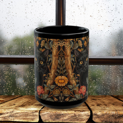 Gothic Black Cat Mug - Cozy Coffee Cup for Cat Lovers, Stylish Drinkware for Home, Unique Gift for Halloween, Floral Cat Design, [...]
