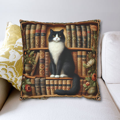 Cat Bookshelf Pillowcase: Whimsical Book Lover Home Decor