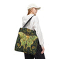 Luna Moth Botanical Tote Bag, William Morris Inspired, Sage Green Nature Bag