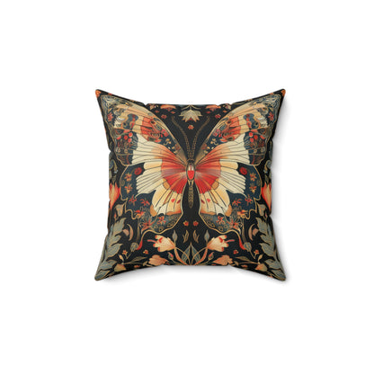 Enchanting Butterfly in the Style of William Morris, Woodland Blossoms Floral Botanical Pillow