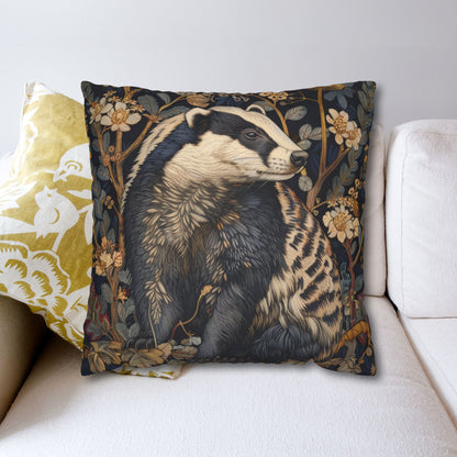 William Morris Badger Pillowcase: Woodland Elegance Polyester Square Pillow