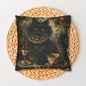 Mystical Cat Pillowcase, Halloween Home Decor, Black Cat Throw Pillow, Witchy Victorian Pillow, Gothic Decorative Pillow