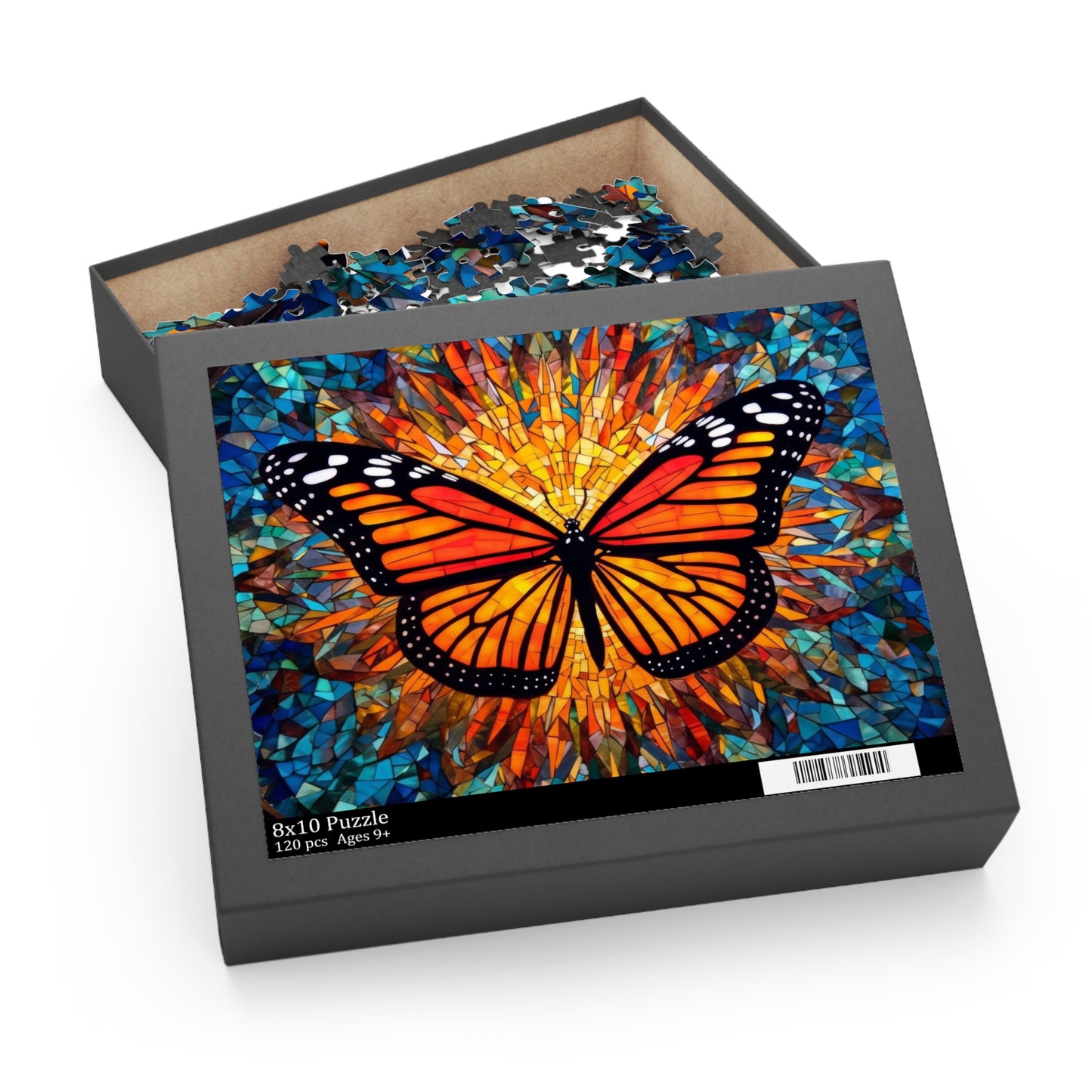 Colorful Monarch Stained Glass Jigsaw Puzzle (120, 252, 500-Piece)  Gift-Ready Box, Adult Jigsaw Puzzle, Gift Him Her