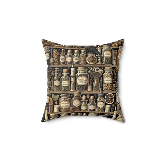 Vintage Apothecary Decor Pillow - Cozy Home Accent, Rustic Throw Cushion, Farmhouse Style, Herbalist Gift, Boho Interior Design