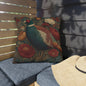 Pheasant & Peony Outdoor Pillow, Dark Academia Floral Botanical Cushion