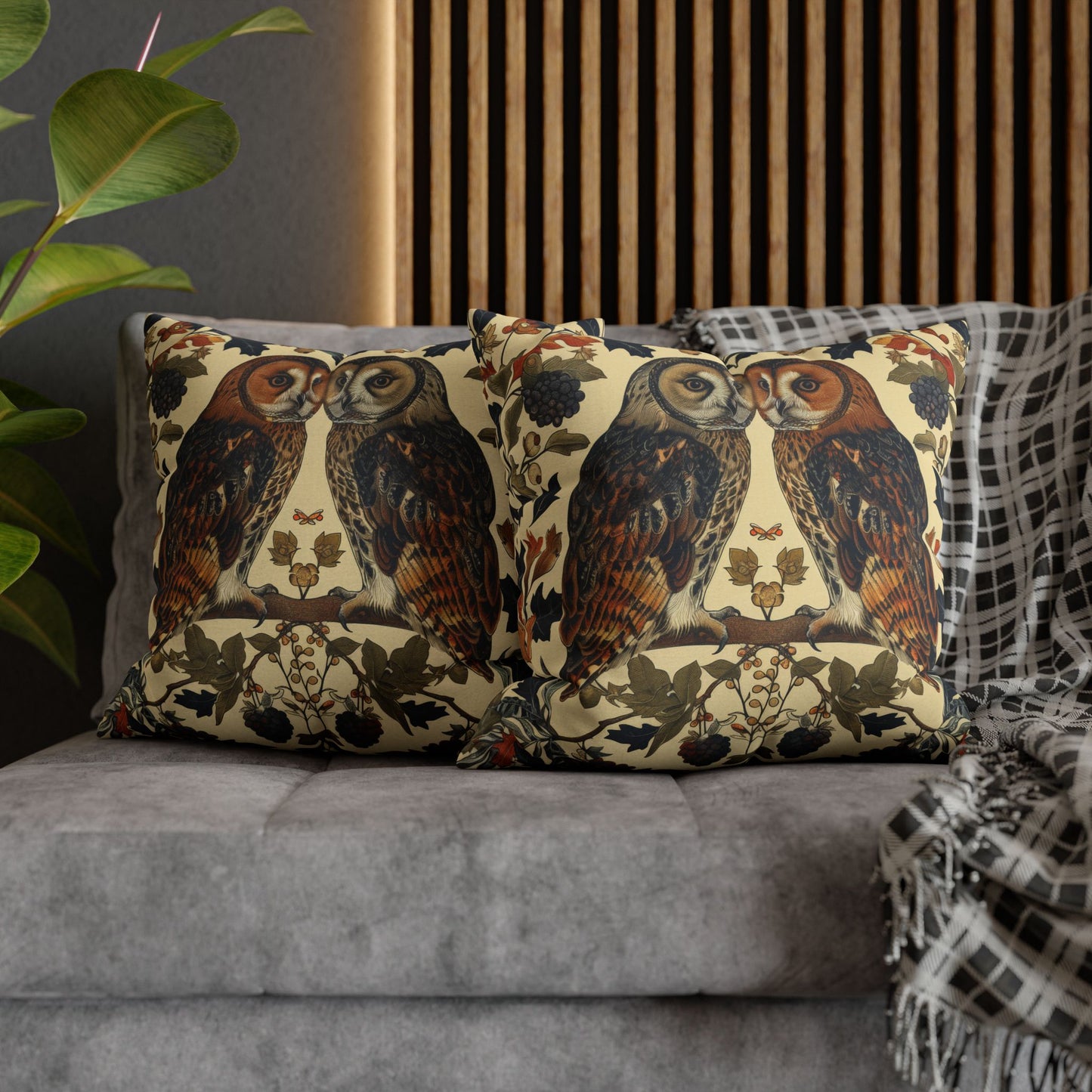 Art Deco Couple Owl Pillowcase