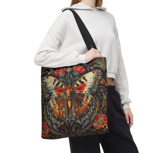 William Morris Inspired Botanical Butterfly Tote Bag,  Cottage-core Tote Bag, Eco-Friendly Carryall