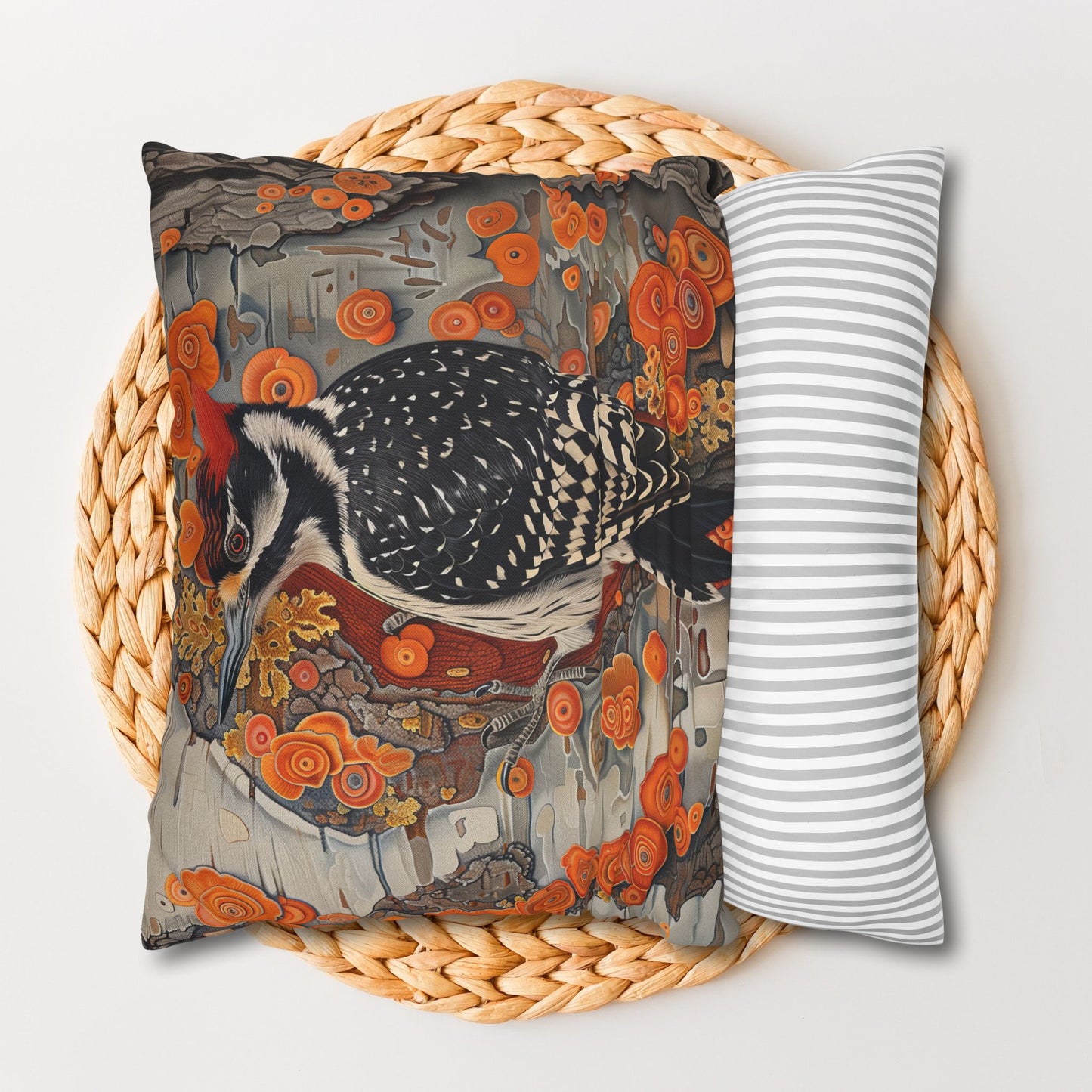 Woodpecker Pillow Cover: Autumn Woodland Decor, Cozy Cabin Accent