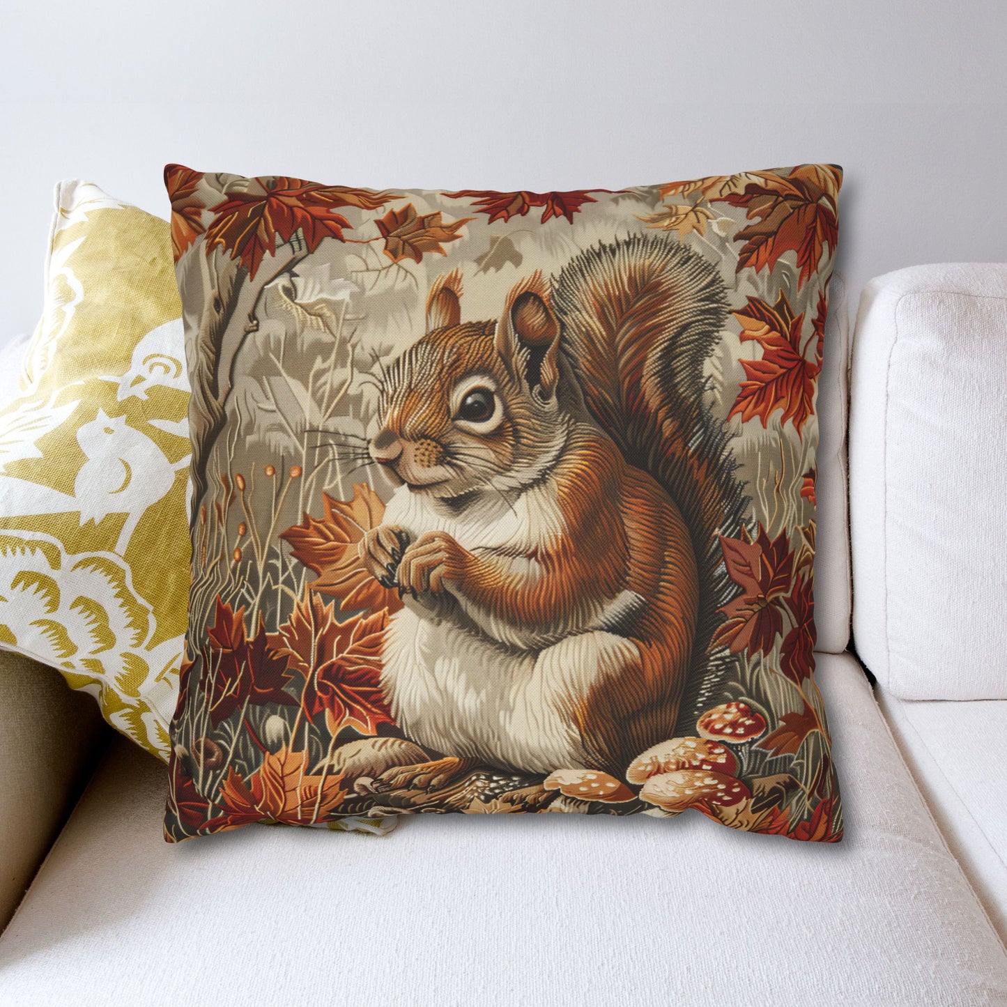 Woodland Brown Squirrel Fall Autumn Forest Decorative Pillowcase