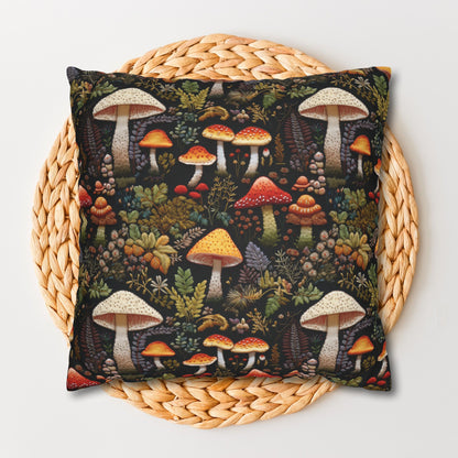 Forest Mushrooms Embroidery Pattern Pillowcase