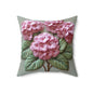 Pink Hydrangea Pillow Cover: Botanical Floral Accent, Double Sided Print