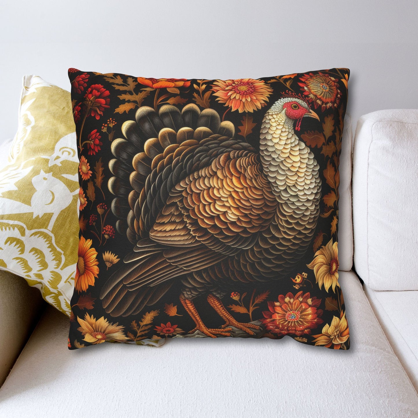 Turkey Throw Pillowcase: William Morris Inspired Fall Decor