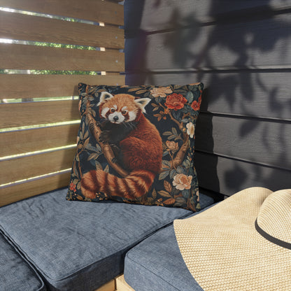 Red Panda Outdoor Pillow, Woodland Animal Throw Pillow, Botanical Cushion, Cute Wildlife Decor, Forest Accent Pillow, Nature Lover Gift, Rustic Cabin Pillow