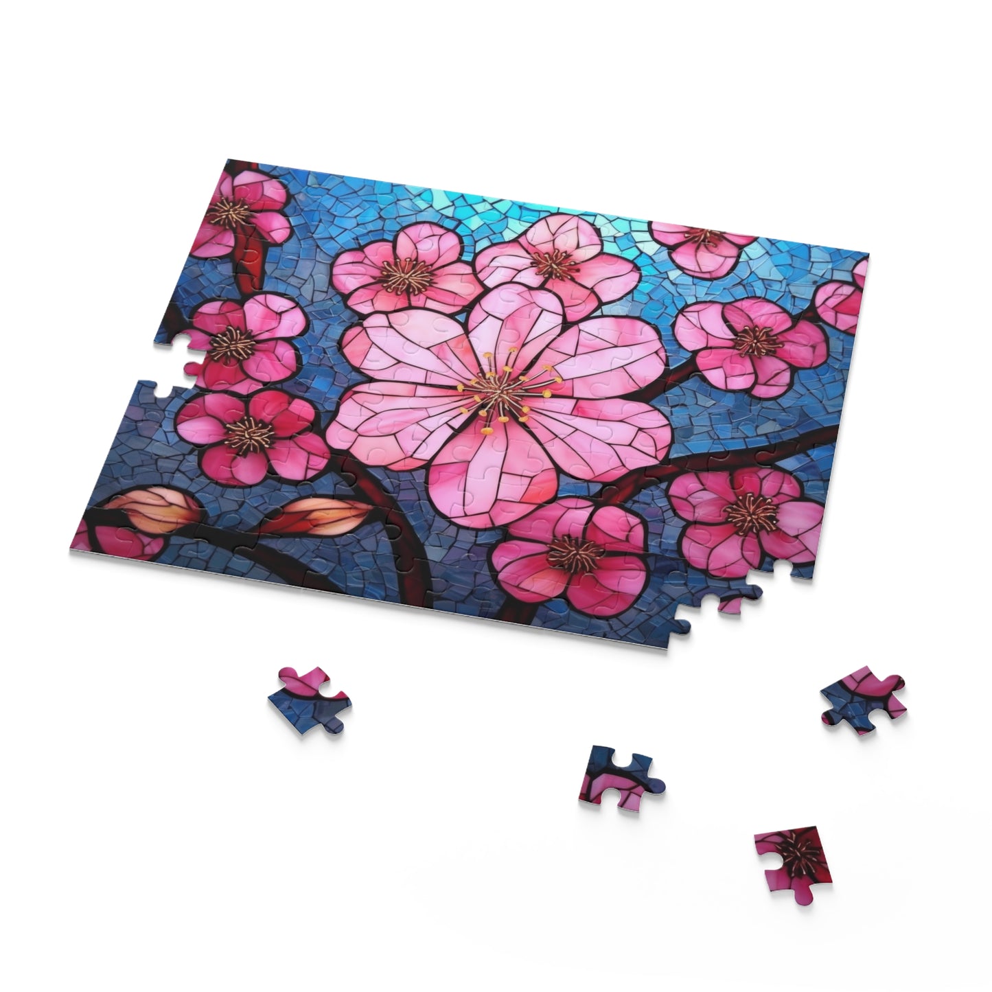 Stained Glass Cherry Blossom Jigsaw Puzzle (120, 252, 500-Piece)  Gift-Ready Box, Adult Jigsaw Puzzle, Gift Him Her